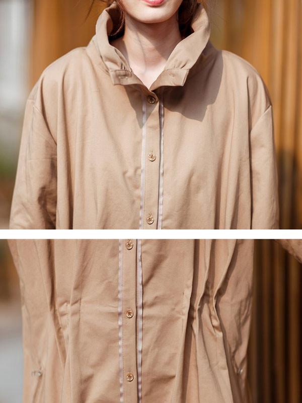 Casual Cotton Pleated Coat