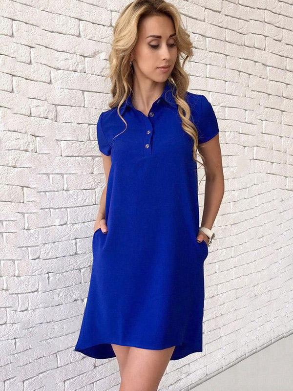 Stand Collar Short Sleeve Mini Dress