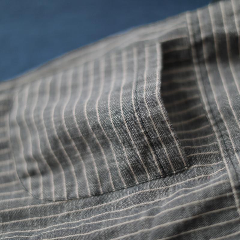 Stripe Pockets Cotton Women Pants
