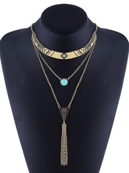 Bohemia Multilayer Turquoise Tassels Necklaces Accessories