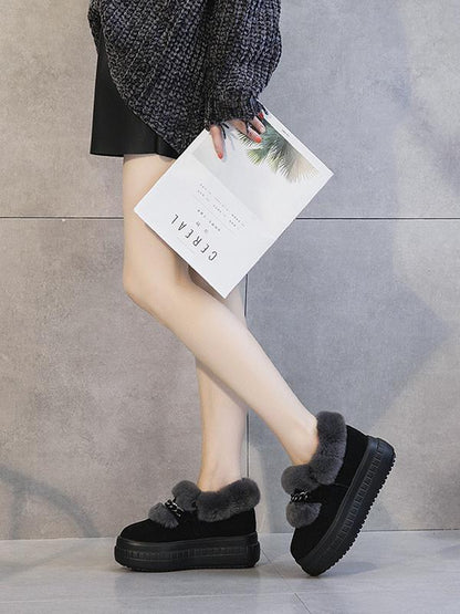 Thick-Bottomed Real Fluffy High Women'S Shoes