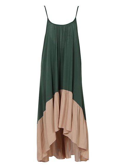 STITCHING COLOR BACKLESS MIDI DRESS