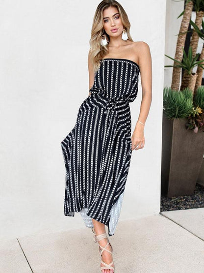 Bohemia Off-the-shoulder Waisted Maxi Dress