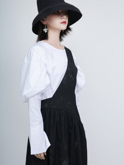White Puff Sleeve Round Neck Shirt