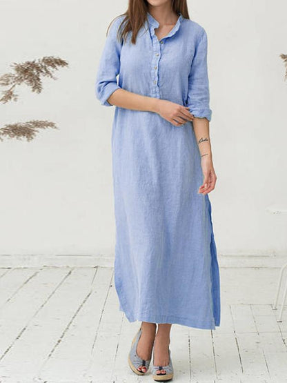Classical Style Loosen Long Dress in White or Blue Color