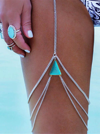 Sexy Multilayer Triangle Turquoise Leg Chains Accessories