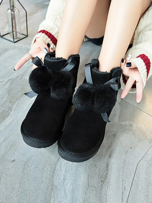 Korean Style Fur Ball Short Snow Boots Uggs