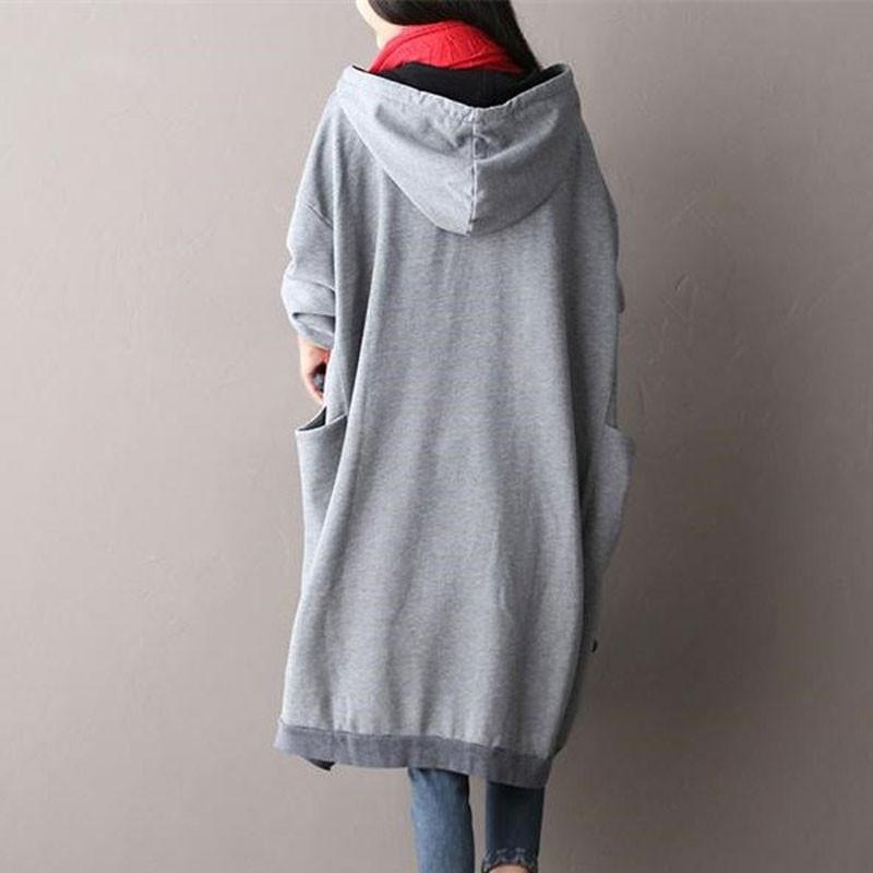 Women Plus Size Cotton Gray Dress