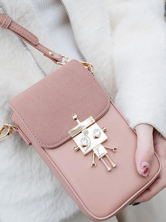 Women Robot Casual Crossbody Bag Solid Phone Bag