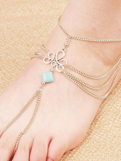 Pretty Tassels Turquoise Footchain Accessories