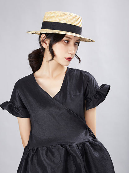 RETRO DESIGNED FRENCH LACE SLEEVES A-LINE MINI DRESS