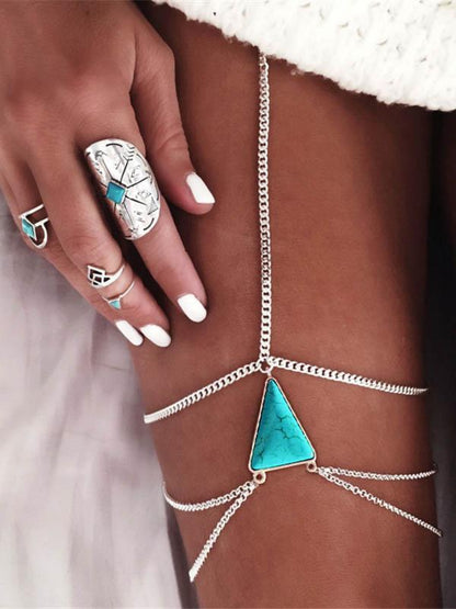 Sexy Multilayer Triangle Turquoise Leg Chains Accessories
