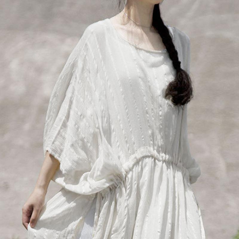 Short Sleeve Slit Leisure Cotton Dress