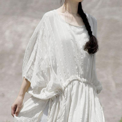 Short Sleeve Slit Leisure Cotton Dress