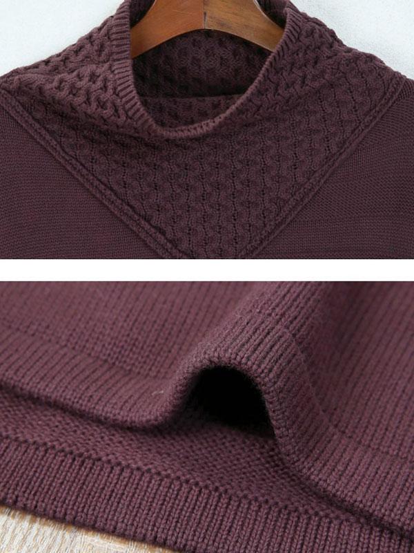 Women Fall Winter Long Sleeve Irregular Purple Sweater Dress