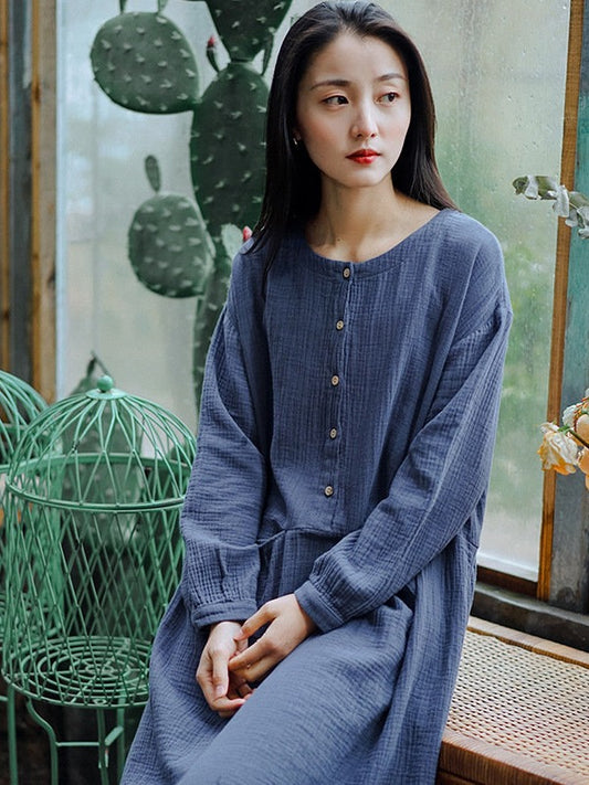 LOOSE VINTAGE SOLID COLOR DRESS