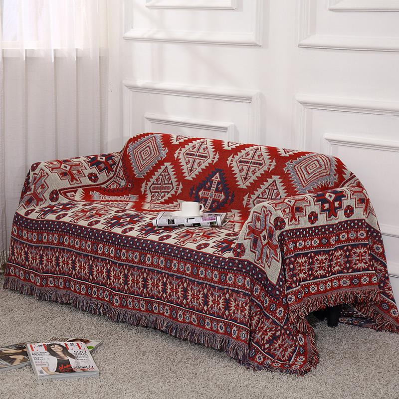 American Style Geometry Tassel Sofa Blanket