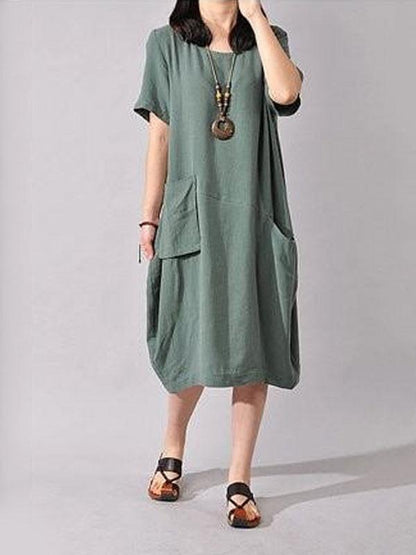 Women Cotton Linen Loose Dress