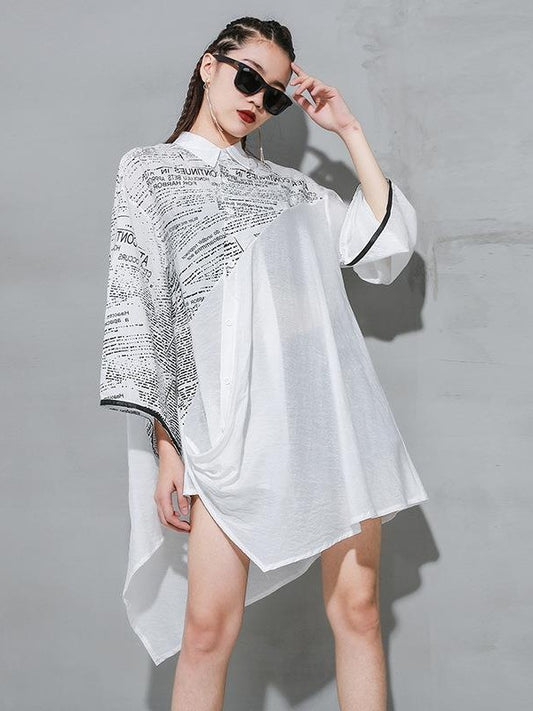LOOSE CROPPED LETTERED PRINT SHIRT