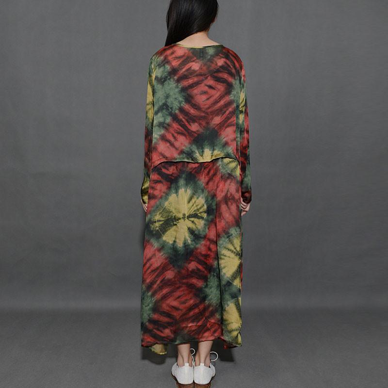 Women Printed V Neck Loose Dress