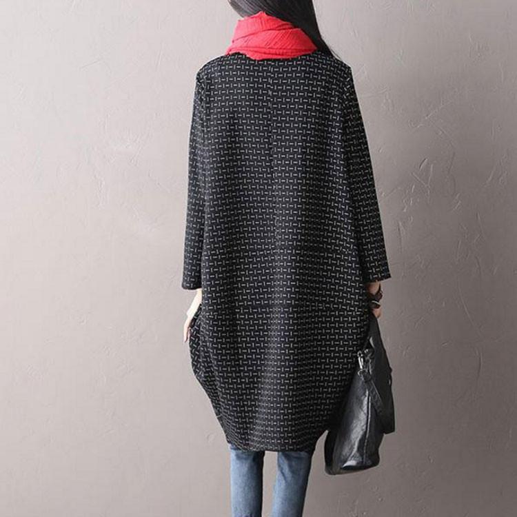 Black Cotton Round Neck Dress