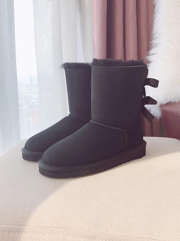 Plus Velvet Warm Ribbon Bow Wool Boots Uggs