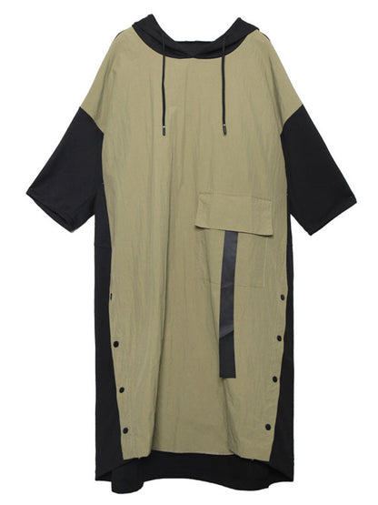 CASUAL SPLIT-JOINT LONG HOODIE DRESS