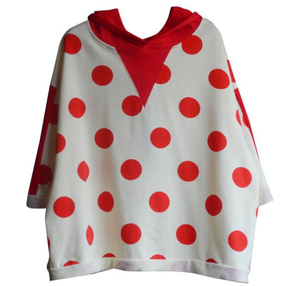 Loose Cotton Dot Hooded Print Blouse