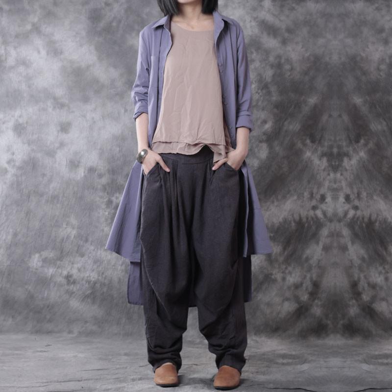 Asymmetrical Elastic Linen Spring Shirt