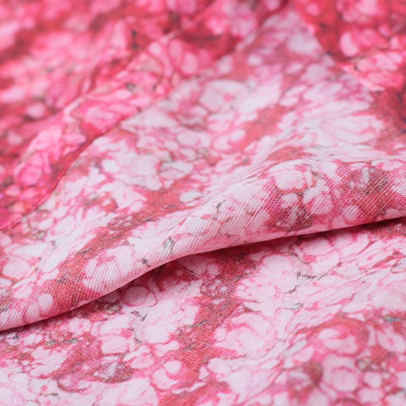 Short Sleeve Red Linen Casual Pockets Women Dress