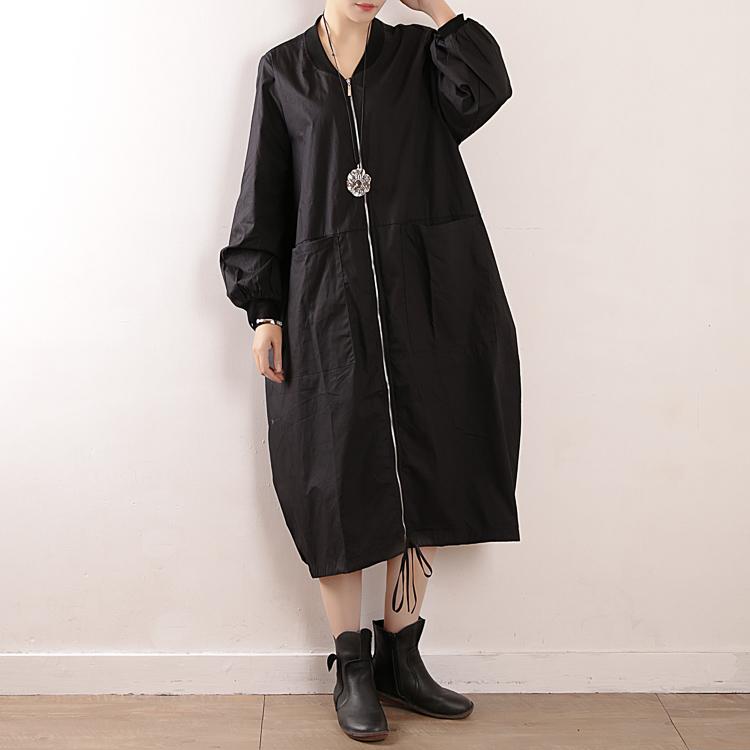 Women Autum Spring Round Nech Long Sleeve Coat