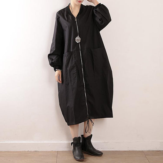Women Autum Spring Round Nech Long Sleeve Coat