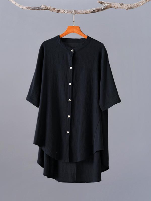 Vintage Irregularity Solid Blouses&Shirts Tops