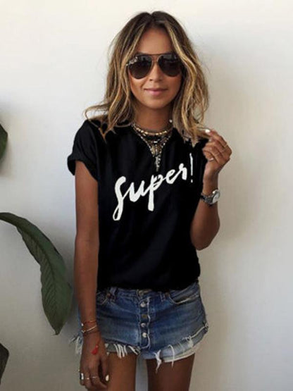 Summer Letter Printed Short T-shirt