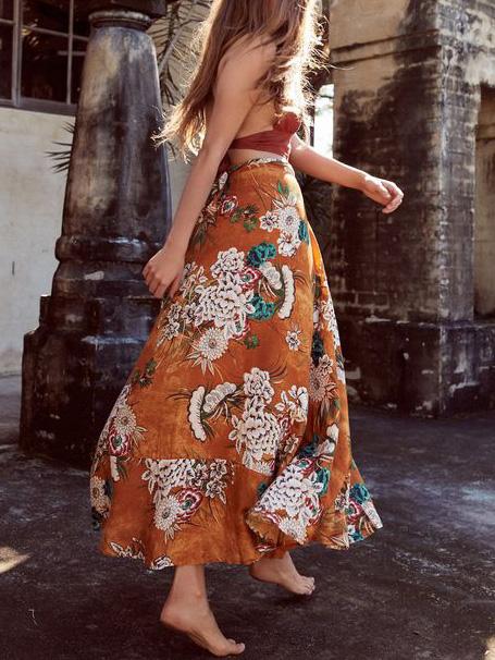 Floral Printed Bohemia Skirt Bottoms
