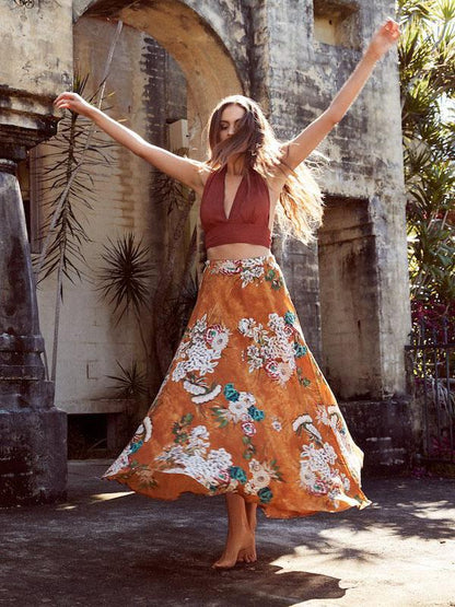 Floral Printed Bohemia Skirt Bottoms