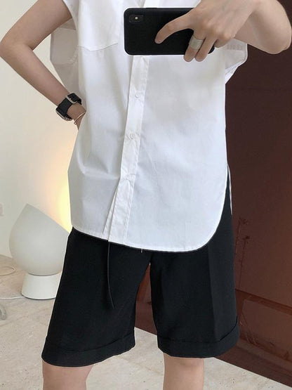 Original Solid Sleeveless Blouses&Shirts Tops