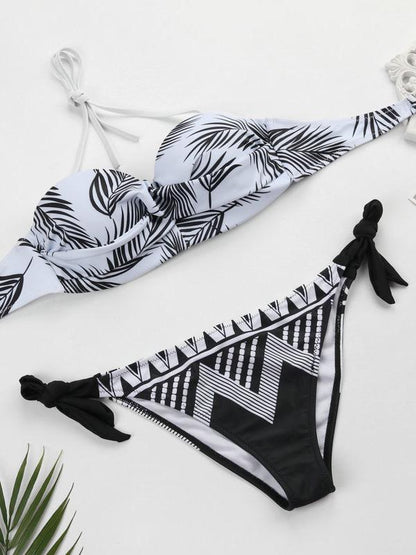 Leaves Bandeau Bikini Swimsuit