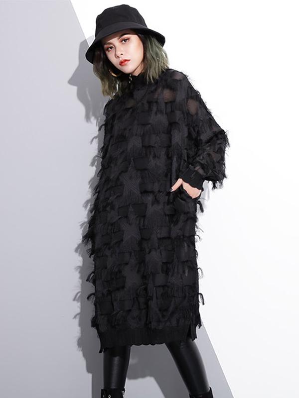 Plus Size Fuzzy Loose Midi Dresses