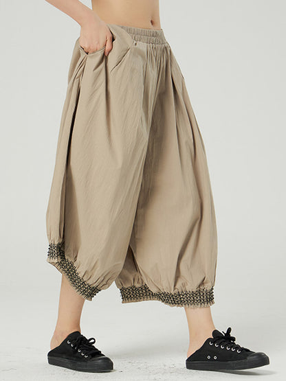 Casual Elasticity Waist Wide Leg Loose Pants