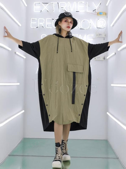 Casual Split-joint Long Hoodie Dress