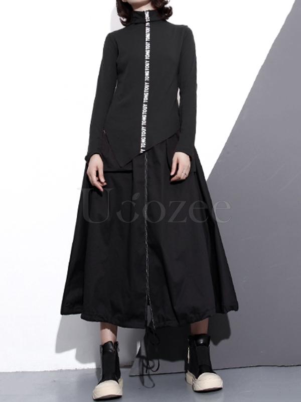 Letter Printed High-neck Bottoming T-shirt