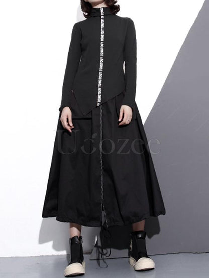 Letter Printed High-neck Bottoming T-shirt
