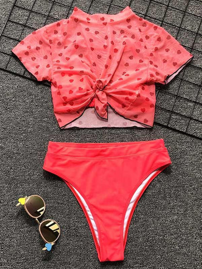 Printed Three-Piece Tankini Swimsuit