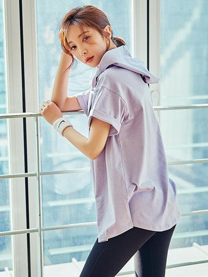 Loose Short Sleeve Drawstring Hoodies