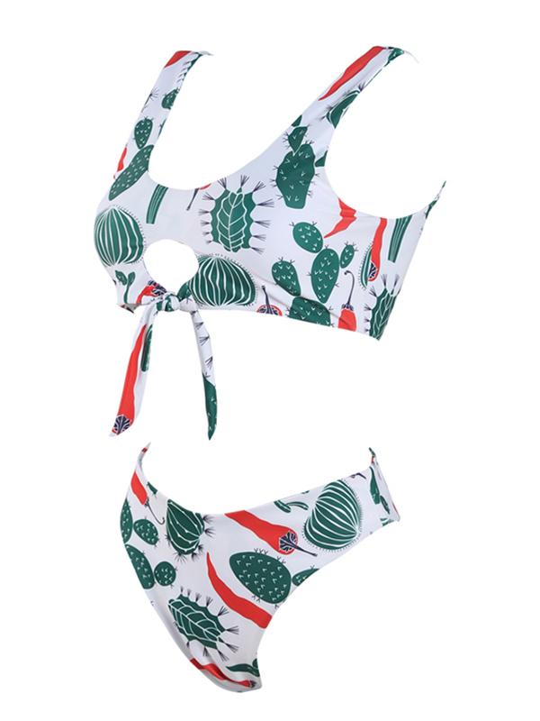 Cactus Print Tie Bikini Set