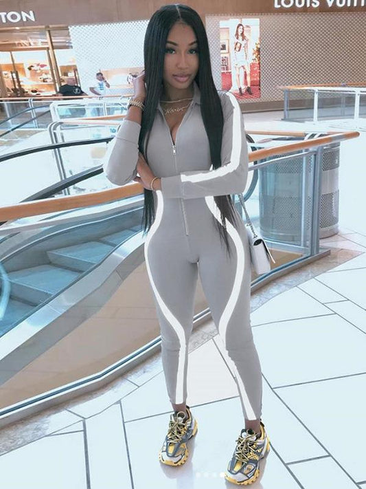 Zipper Skinny Long Sleeve Jumpsuits