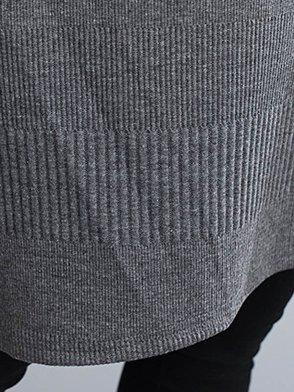Urban Solid Color Half Sleeves High-Neck Knitting Midi Dress