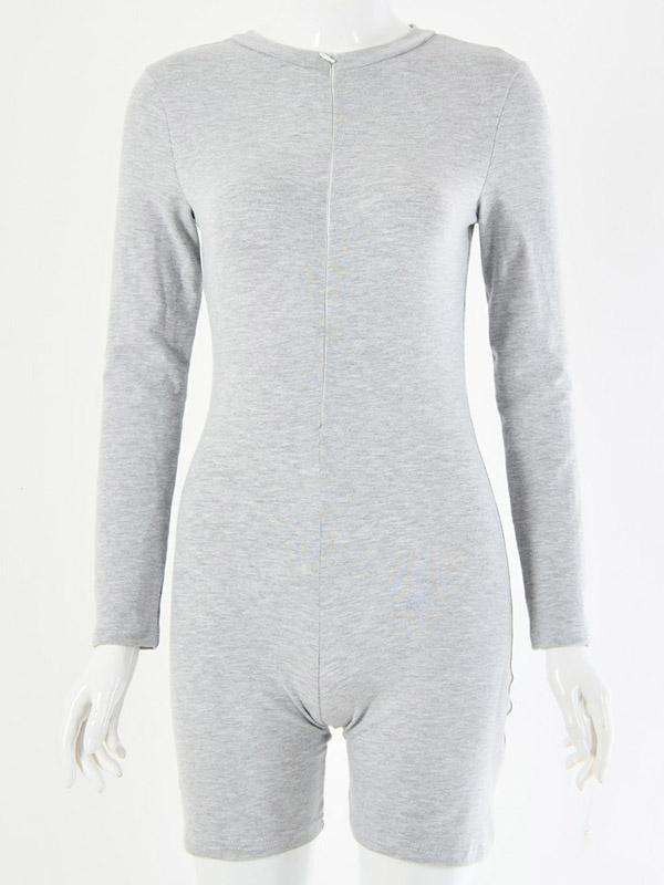 Sexy Wrap Long Sleeves Solid Zipper Rompers