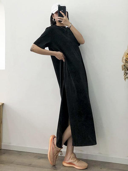 Loose Black Split-side Long Dress